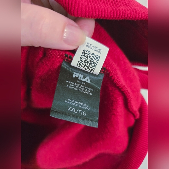 FILA COTTON HOODIE SWEATSHIRT Deep Red Cherry  Full-Zip Size XXL - Picture 6 of 8